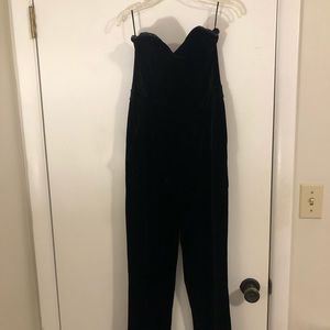 Express Velvet Strapless Sweetheart Jumpsuit